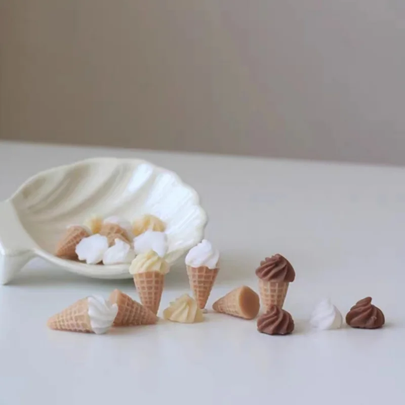 Mini Small Cream Cone Silicone Mold Ice Cream Cone DIY Scented Candle Cake Decor Cute Mini Ice Cream Scented Canld Moulds