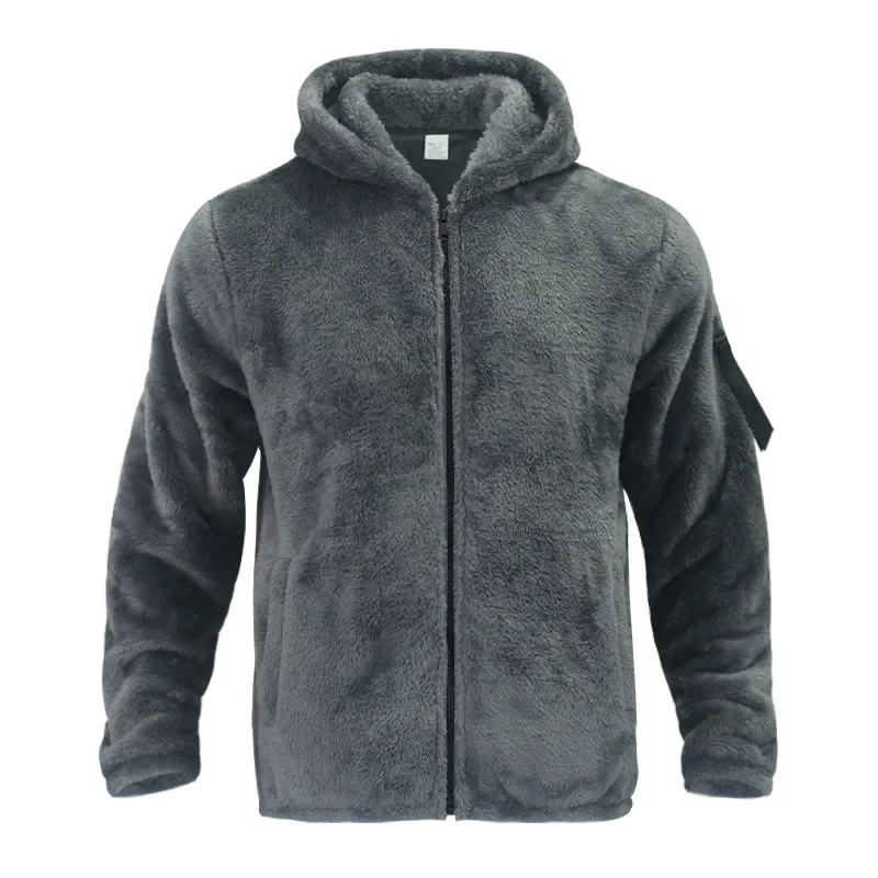 Herren-Doppelseitige Arctic Fleece Loose-Fit Kapuzenjacke mit Reißverschluss – Detail 12
