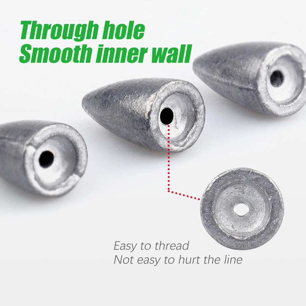 Premium Lead Sinker Fishing Weight Set - 10-Piece Bullet Weights