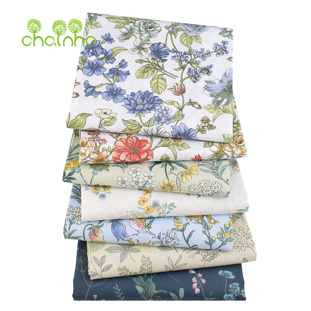 Chainho,Printed Twill Weave Cotton Fabric,DIY Quilting Sewing Material,Home Handmade Textile,Patchwork Cloth,7 Designs,25C13