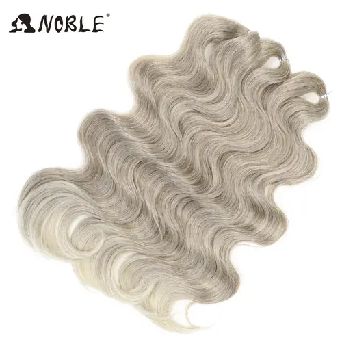 Noble Hair Soft Body Wave Crochet Hair 24Inch 3PCS Synthetic Hair Braids Ponytail Fake Hair Wavy Ombre Blonde Hair Extensions - Image 4