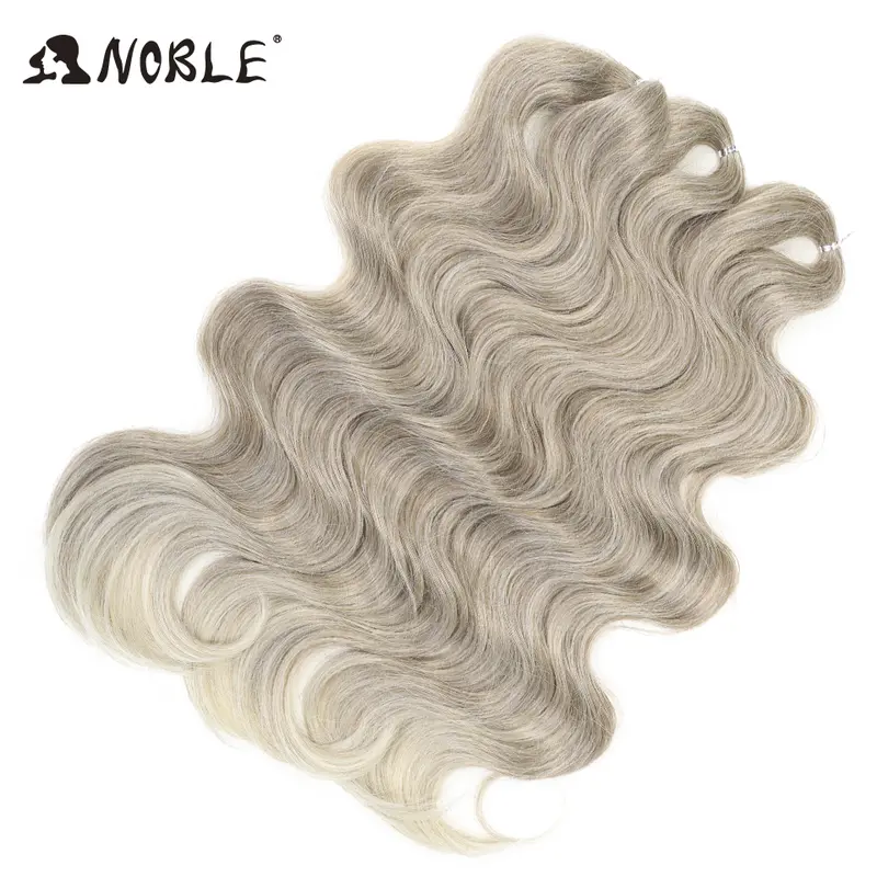 Noble Hair Soft Body Wave Crochet Hair 24Inch 3PCS Synthetic Hair Braids Ponytail Fake Hair Wavy Ombre Blonde Hair Extensions - Image 4
