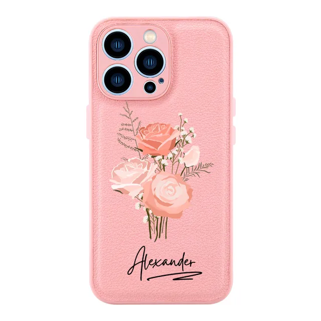 Custom Name Pink Roses Phone Case 12