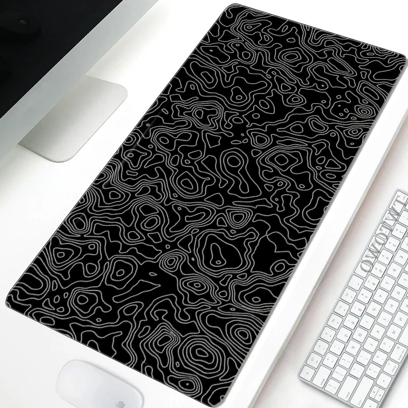 Tapete de Rato Abstrato Preto e Branco para Gamer Tapetes de Mesa Grandes Tapete Antiderrapante do Teclado Tapete Macio do Rato do Escritório - Imagem 2