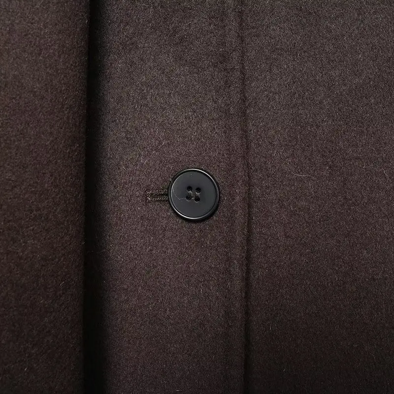 الشتاء الشوكولاته البني وشاح طوق معطف الصوف المرأة...