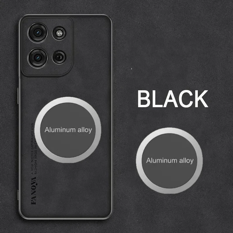 Luxury Magnetic Leather Phone Case with Metal Car Holder, Shockproof Protection