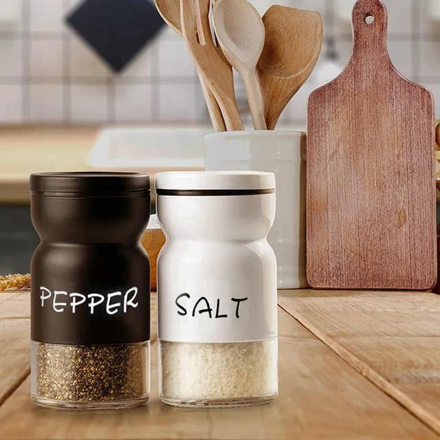 Farmhouse Salt And Pepper Shakers Set With Adjustable Lids, Modern