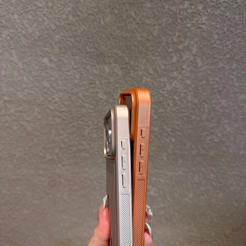 Luxury Striped Texture Shockproof Phone Case - Titanium Glossy Business Cover