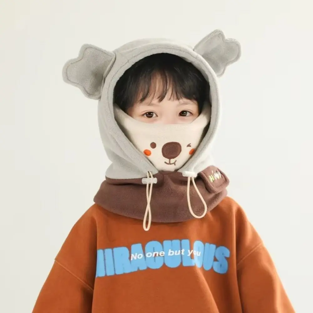 3 in 1 Cute Winter Hats Mask&Scarf Cartoon Balaclava Hat Neck Protection Windproof Cartoon Animal Beanie Hats Cold Weather