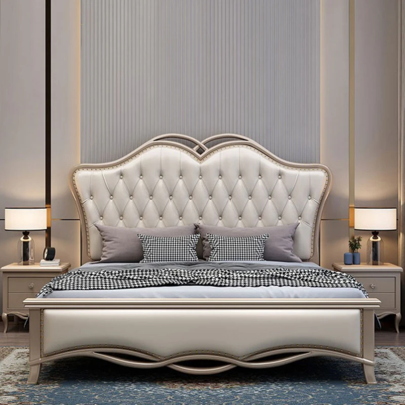 

Gold Queen European Double Bed King High End Headboard Frame Double Bed Modern Girl Sleeping Cama Matrimonio Furniture Bedroom