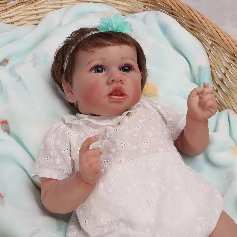 Reborn Baby Dolls Girls 55cm Full Body Soft Silicone Hand Rooted
