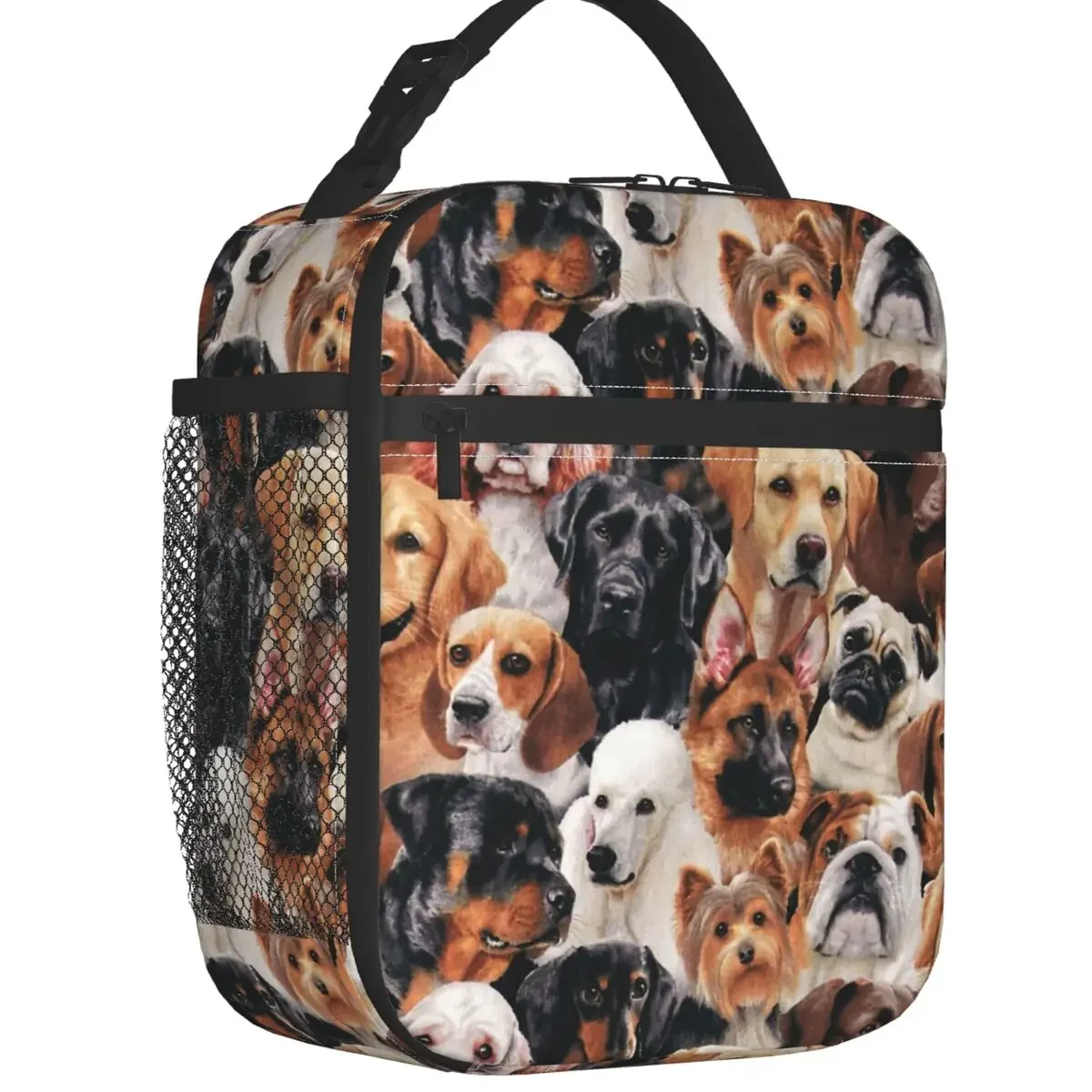 

Custom Kawaii Dog Collage Lunch Bag Women Cooler Thermal Insulated Boxes for Kids School Children