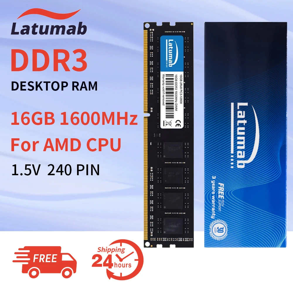 Latumab RAM DDR3 16GB 1600MHz PC3-12800 for AMD CPU