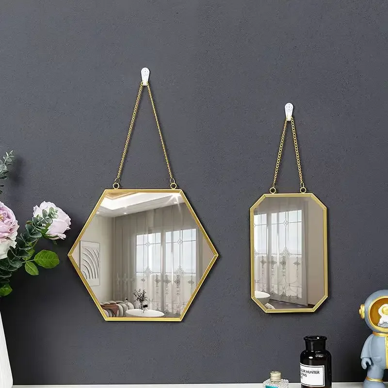 

Gold Nordic Bathroom Mirror Wall Mounted Indrustrial Reflekta Bathroom Mirror Aesthetic Irregular Espejo Pared Home Accessories