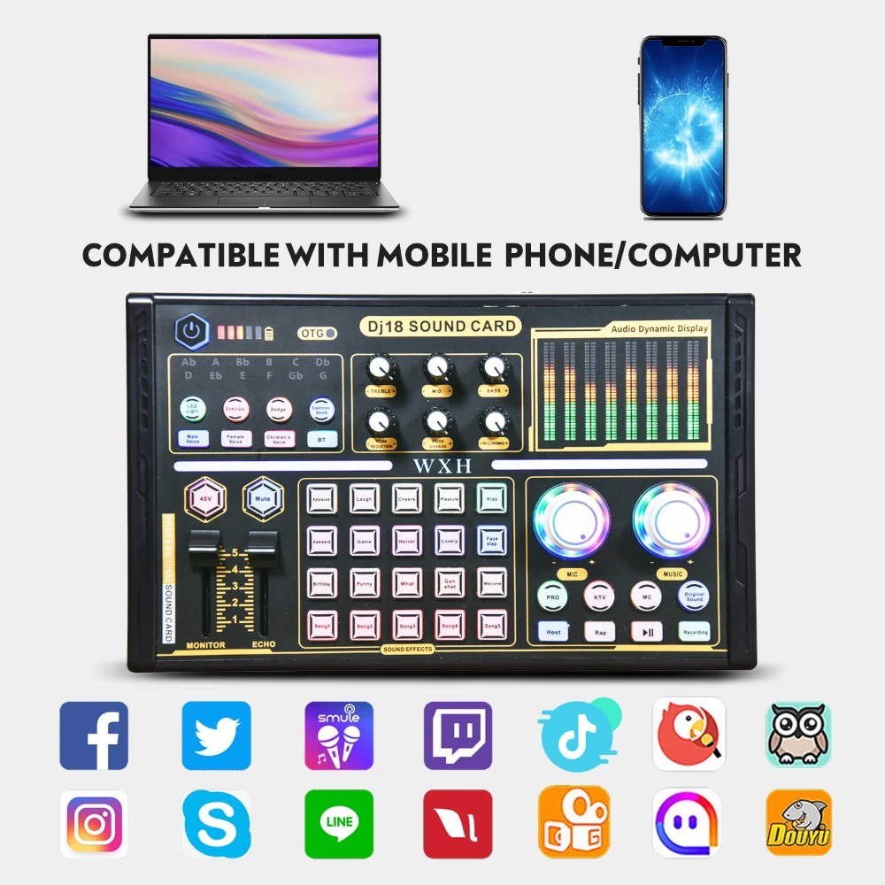 RUBEHOOW Mixer Kit mit BM800 Mikrofon für Live-Sound und DJ