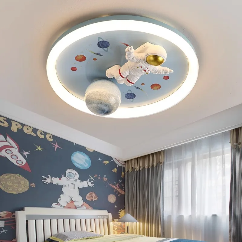 Ceiling Lights Kids Room Astronaut Boy Girl Bedroom Dimming Princess Spaceman Rocket Rabbit Children's Lamp Сетильник Потолочный