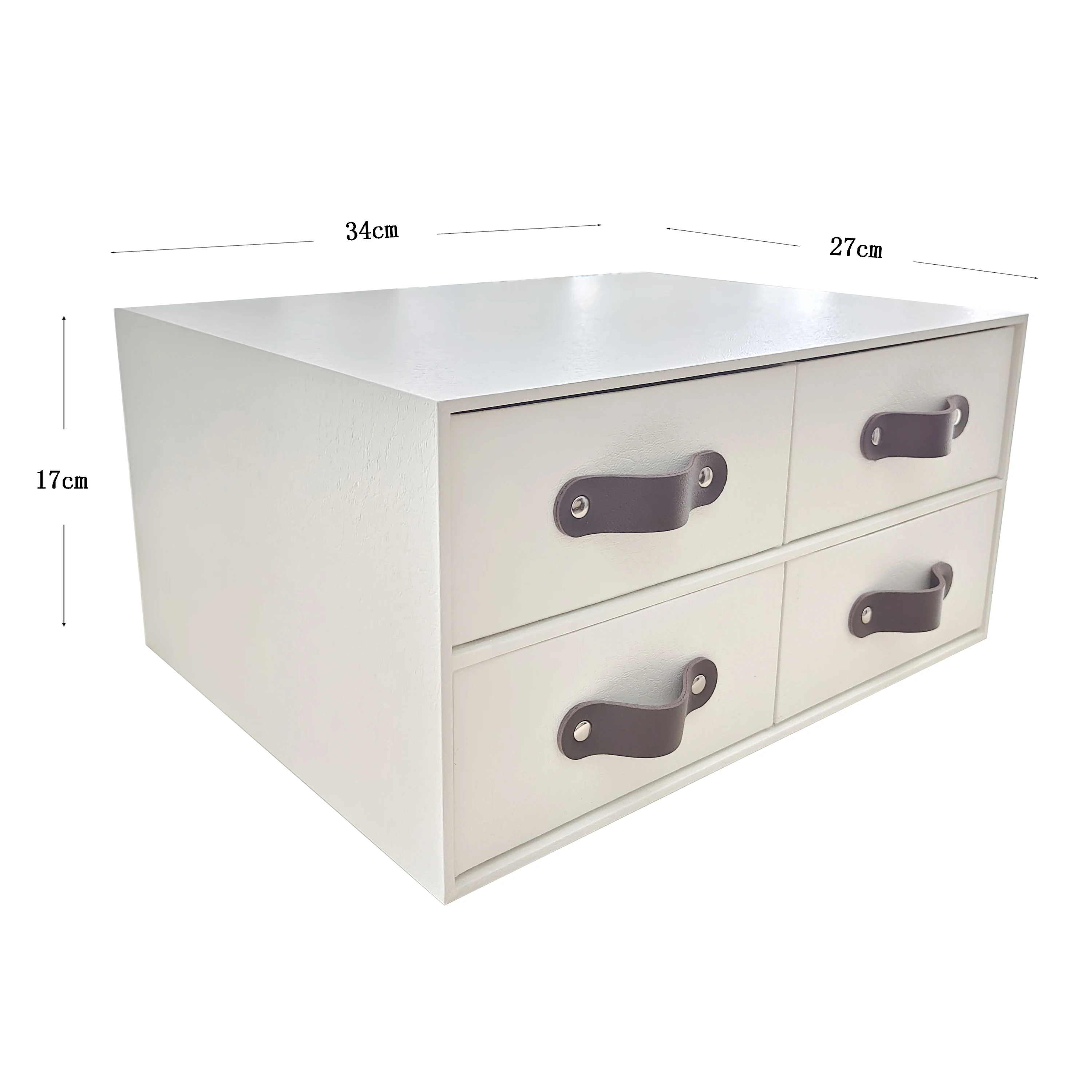 With 4 Drawers Cabinet Cardboard Office Desk Top Organizers Home Storage 2 Layers Cabinet With Leather Handles (1PC)