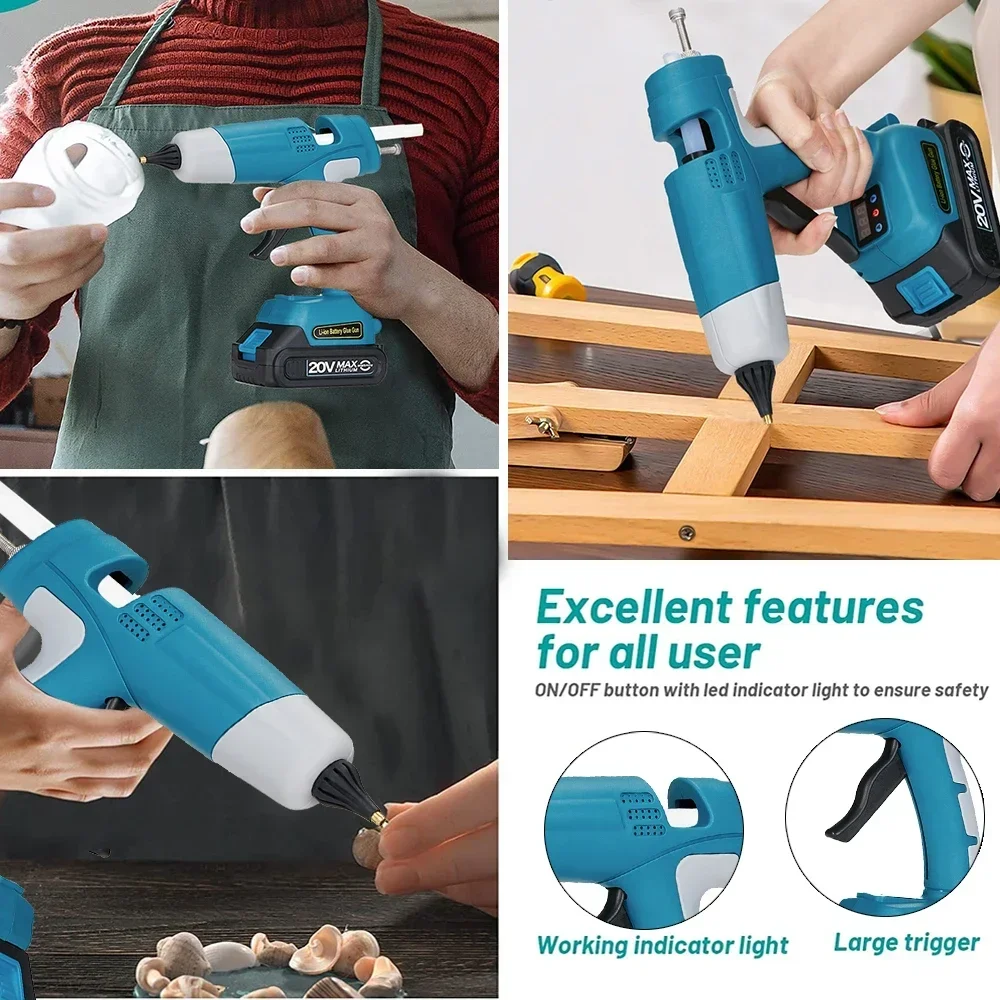 Hot Glue Gun Machine Electric Hot Melt Applicator Glue Extrusion Tool for DIY Art Craft Handmade Repairs for Makita 18V Battery