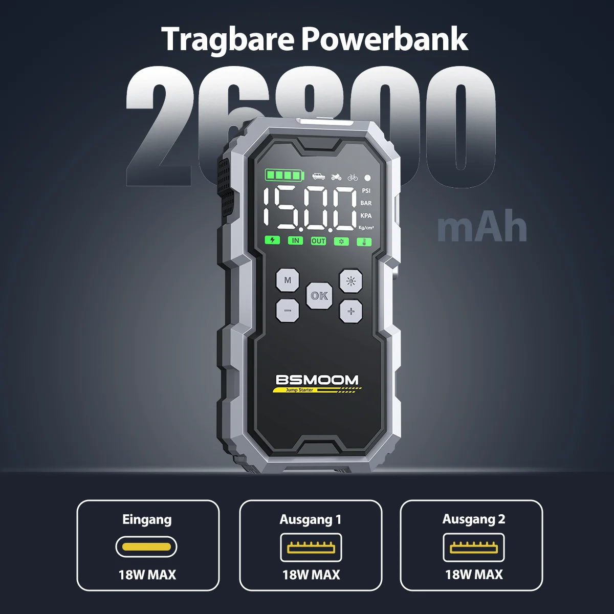 Car Jump Starter Air Pump 150PSI Tyre Compressor 7000A/6000A Starter Device 26800mAh Power bank Cars Battery Starters Starting