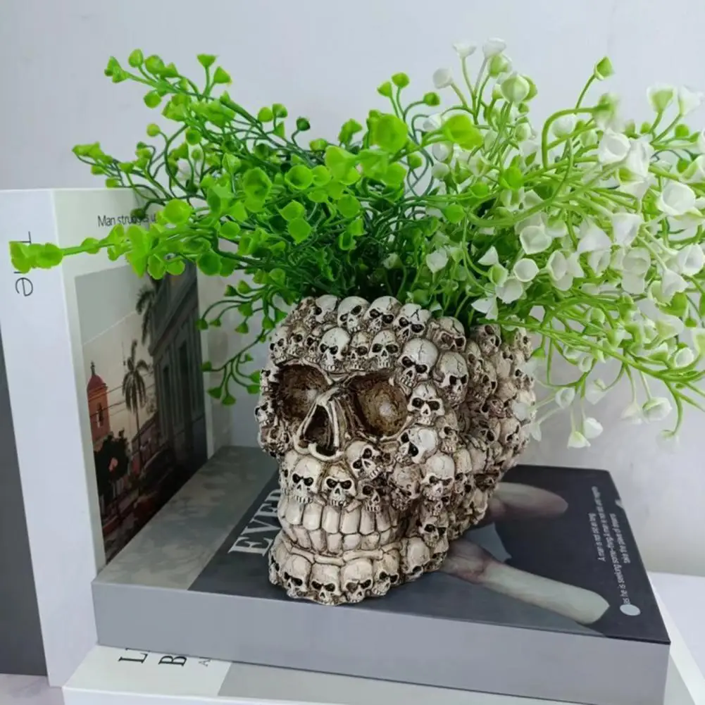 Resin Skull Planter Resin Flower Pot Resin 3d Skull Head Planter Pot for Indoor Outdoor Plants Halloween Home Decor Balcony 6