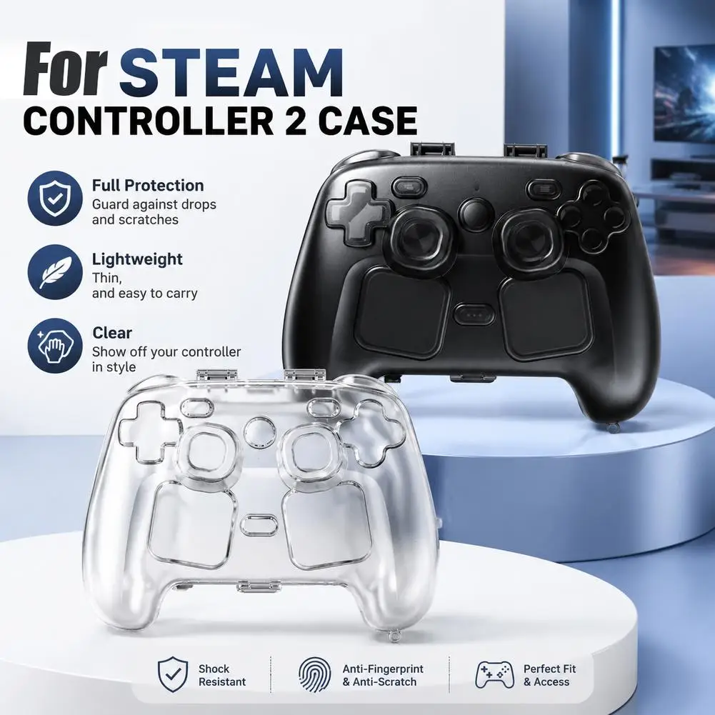 Transparente schwarze Schutzhülle gegen Stürze für Steam Controller 2_voghion.com