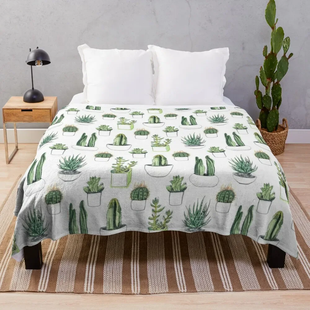 Watercolour cacti & succulents Throw Blanket Luxury Thicken Fashion Sofas Moving Blankets
