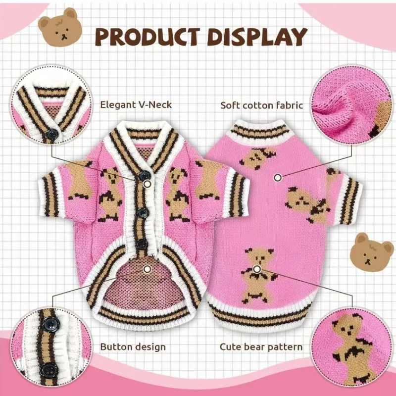 강아지 옷 겨울 치와와 애완견 줄무늬 강아지 가디건 스웨터 비숑 푸그 새끼 강아지 따뜻한 코트 고양이 강아지 용품 애완동물 의류