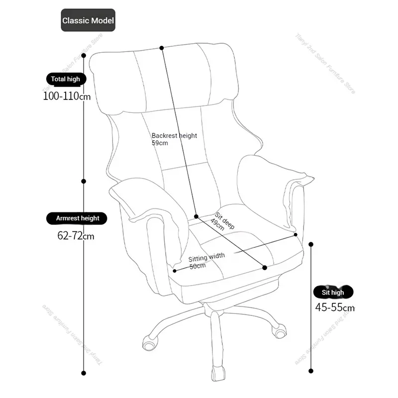 Sedie da ufficio moderne e rilassanti Sedie da ufficio ergonomiche girevoli per computer da gioco Mobili da ufficio regolabili reclinabili Cadeiras LLOC - immagine 6