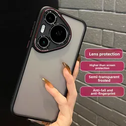 Red Circle Lens Frosted Magnetic Case with Shockproof Skin - Friendly Finish and Metal Buttons for HUAWEI Pura 90S Pro (Black)