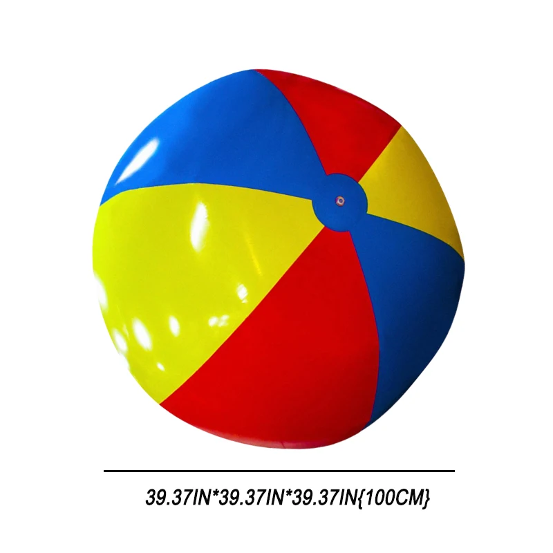 39.37in Explosive Inflatable Beach Big Soccer Ball PVC Inflatable Colourful Bobble Ball Kindergarten Interactive Pat 100cm
