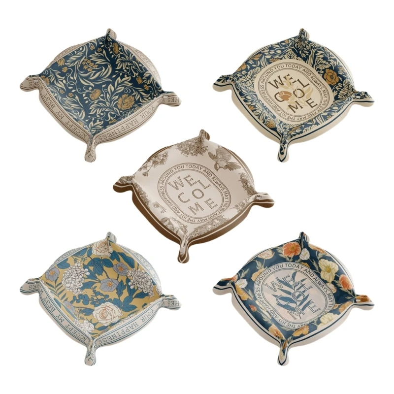 

Jewelry Makeup Storage Dresser Tray Decorative Serving Tray Baroque Style Countertop Keys Storage Dishes