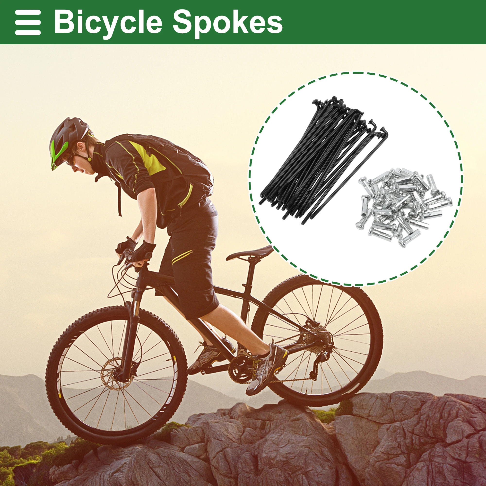 Bicycle Spokes X Autohaux Bike Wheel Spokes 163/167/173/179/183/189/193/197/203/210/219/227mm Length Bicycle Spokes Nipple Carbon Steel Black