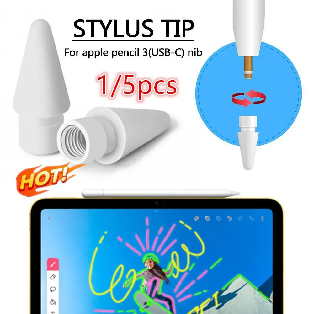 

1/5pcs Pencil Tip For Apple Pencil 3(USB-C) Spare Nib Replacement Tip For Stylus Pen Tip