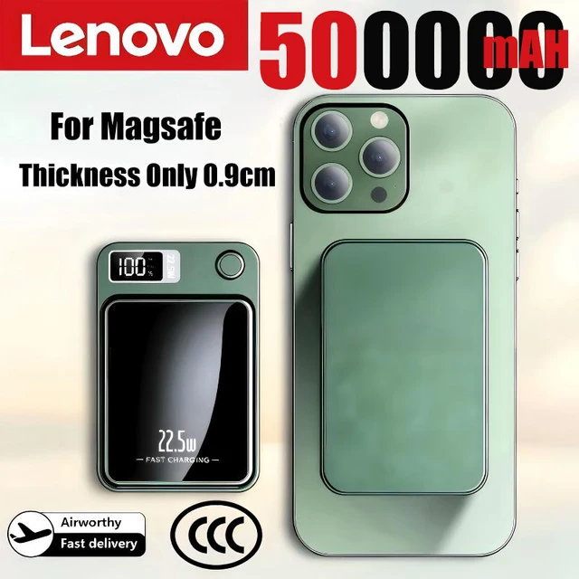 Lenovo 500000mAh Wireless Magnetic Power Bank 22.5w Super Fast Charging Portable External Battery Powerbank For iPhone Samsung 1