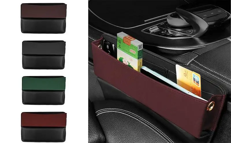 

Органайзер для зазора на сиденье автомобиля, из искусственной кожи, боковой карман автомобильной консоли, регулируемый ящик для хранения со скругленными сидениями, аксессуары для автомобильного интерьера