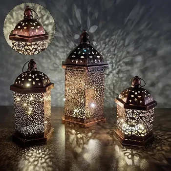 Moroccan Candlestick Holder Wall Hanging Candle Holder Metal Vintage Wind Lights Candle  Lantern For Wedding Party Home Decorate