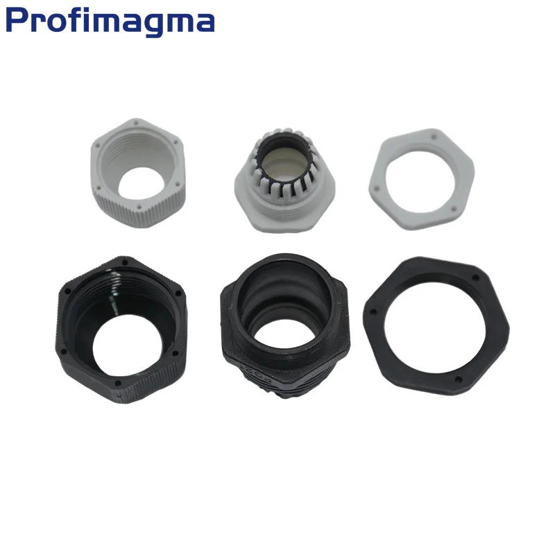 10pcs IP68 Waterproof Cable Gland for Cable Entries 3-6.5mm PG7, PG9, PG11, PG13.5 in White and Black Nylon Plastic Connectors