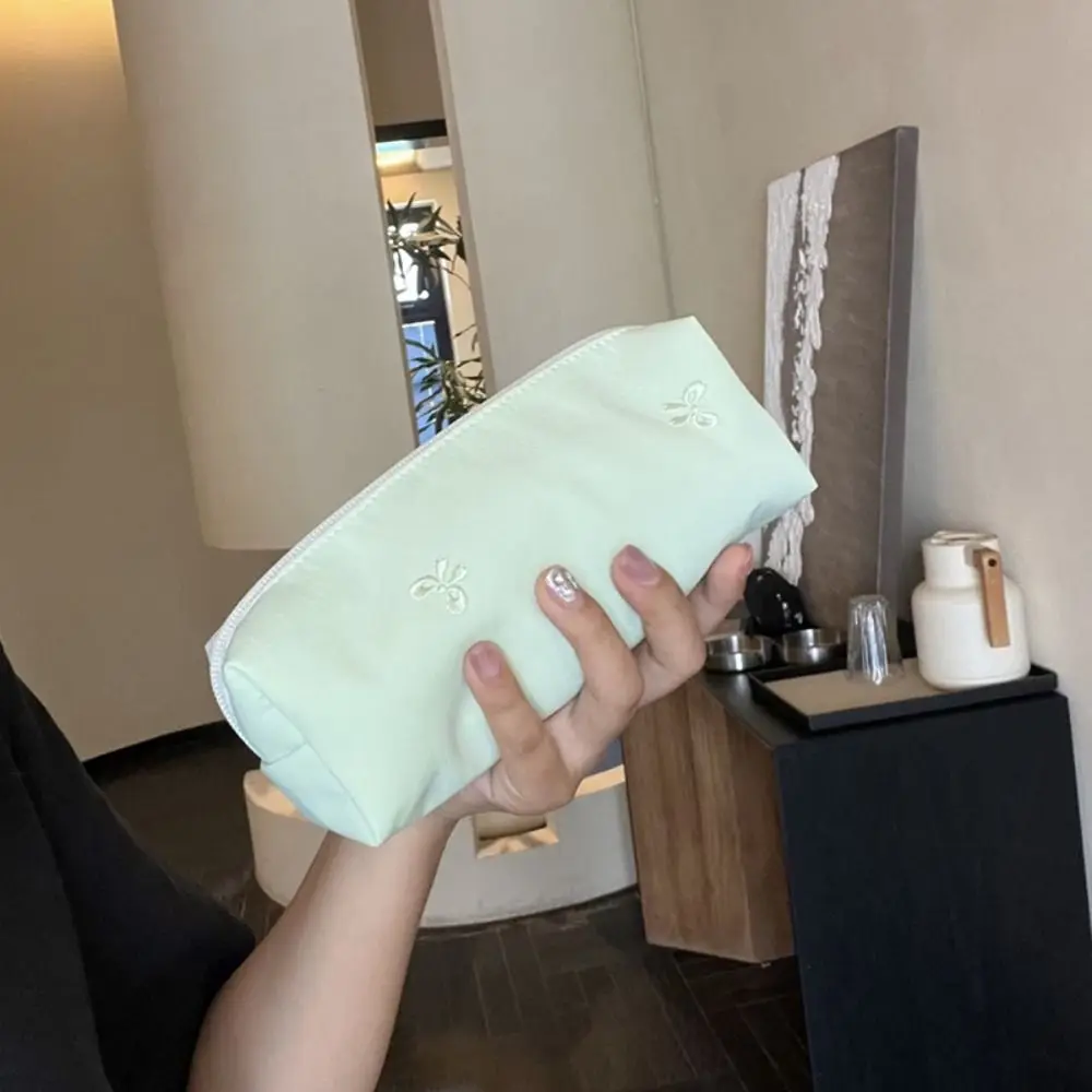 패션 Bowknot 자수 펜 가방 대용량 Portbale 연필 케이스 다기능 보관 가방 학교 사무실