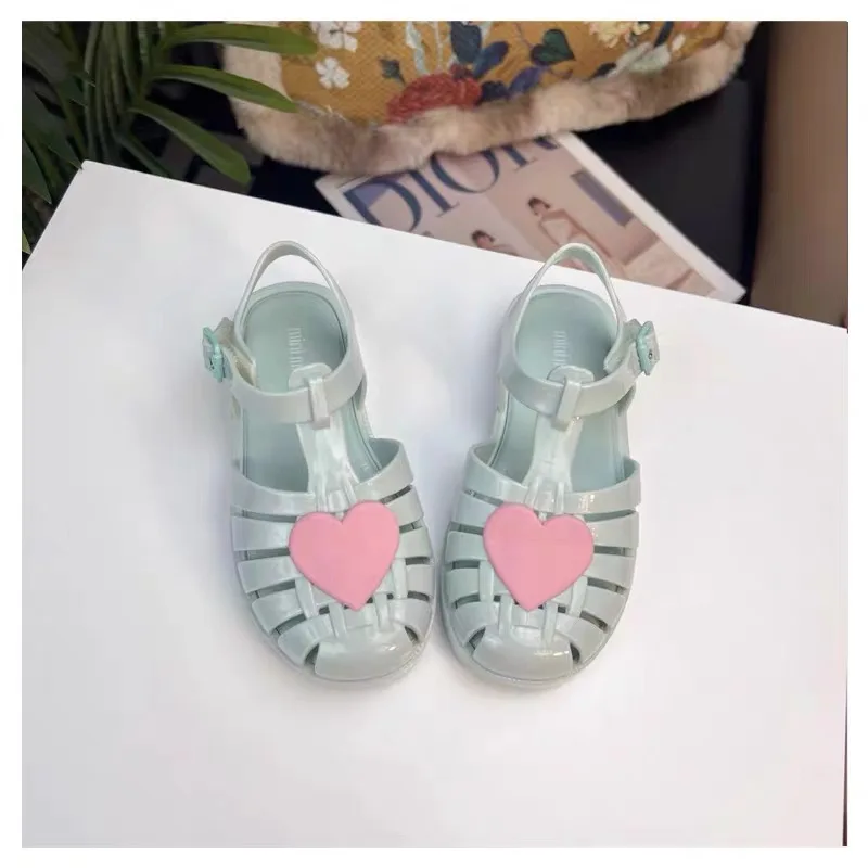 Mini Melissa Girl Brazi Summer Jelly Shoes Little Baby Toddler Fashion Love Heart Soft Sole Roma Sandals Kids Anti-Slip Valentin 5