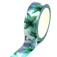 NEW 1PC 10M Decor Green Starfish Marine Organism Washi Tape for Scrapbooking Journaling Adhesive Masking Tape Cute Stationery 1