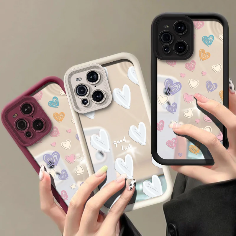 Love Heart Shockproof Makeup Mirror Phone Case Cover