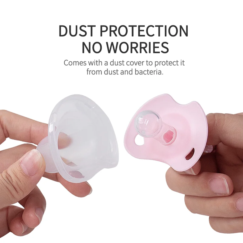 1 Pc Baby Pacifier With Pp Lid And Handle Liquid Silicone Nipple Infant Soother Bpa Free Round Day Use Flat Night Use Comfort