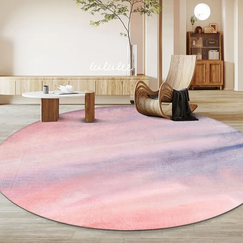 Simple Gradient Style Round Rugs Rustic Art Fresh Fashion Decorative Carpets for Living Room Bedroom Lounge Checkroom Mats 4