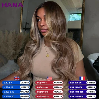 Highlight Ash Brown Blonde Colored 13X6 Lace Frontal Wig Bleached Knots 7X5 Lace Closure Wig Human Hair Drawstring Wig For Women 1