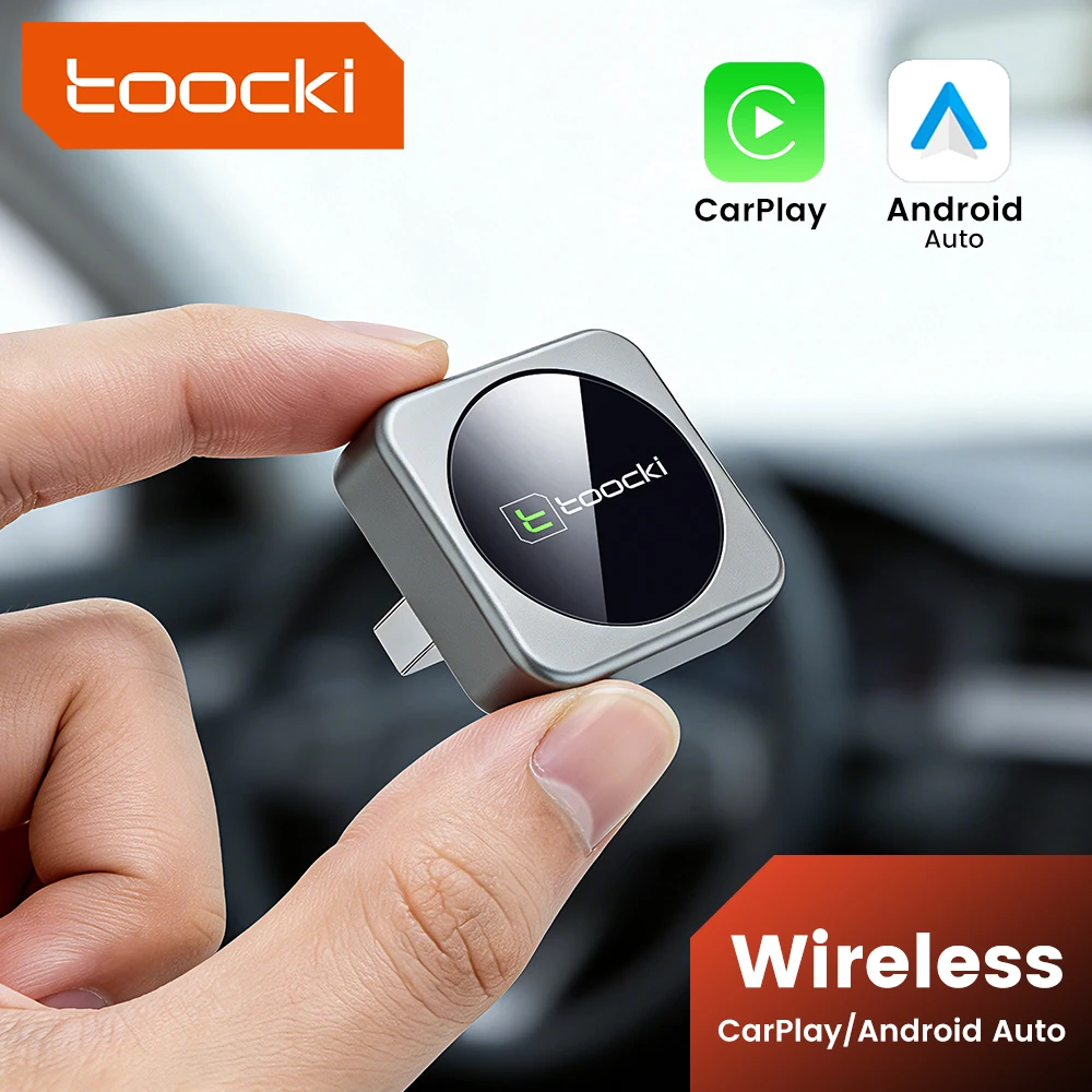 Toocki Wireless CarPlay & Android Auto Adapter with Dual-Band WiFi and Bluetooth Connectivity for Effortless In-Car Integration