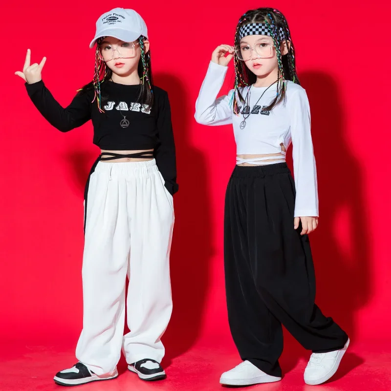 Girls Jazz Dance Performance Clothing Celebrities Crop Tops Children Streetdance Wear Training Clothes Hip Hop Dance Costume