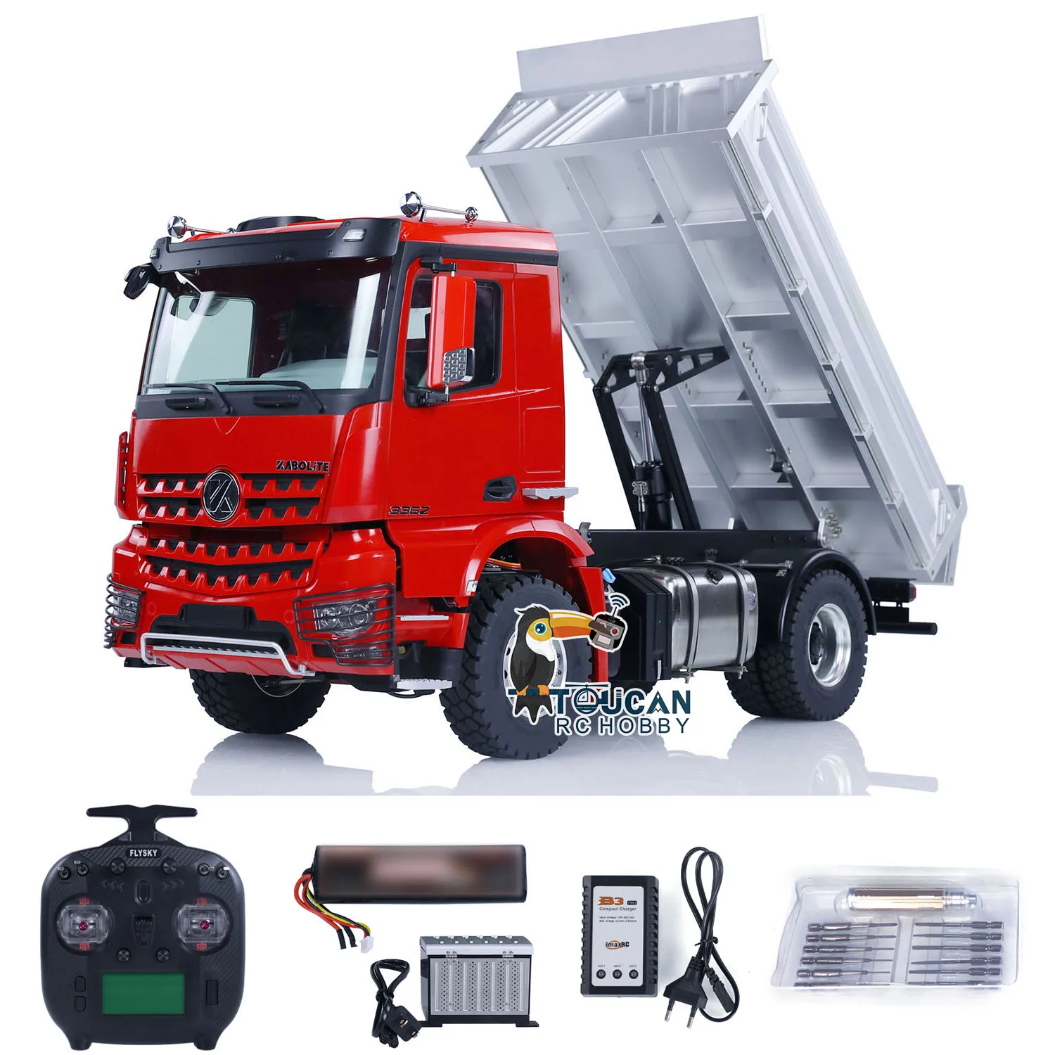 Kabolite 1/14 4x4 Metal Hydraulic RC Dumper Painted Tipper K3362 With Sound System Motor ESC Servo Flysky FS-ST8 radio Controll 4