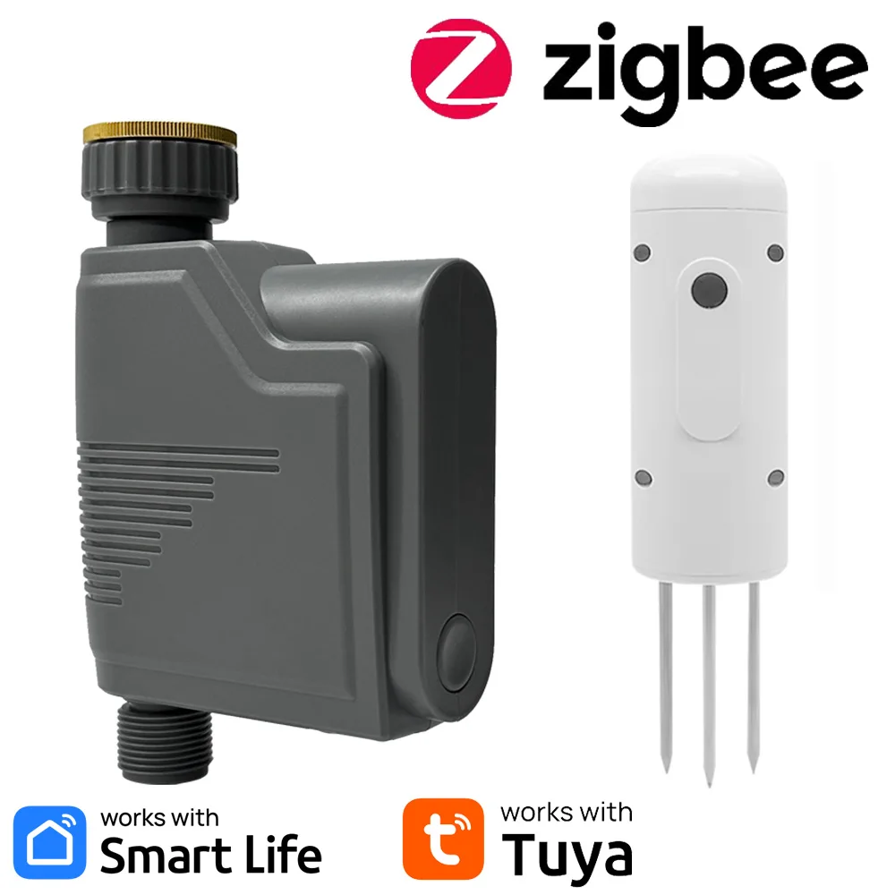 Tuya Zigbee Water Valve Zigbee Soil Moisture Meter Temperature Humidity Tester Plant Monitor Detector for Garden Planting