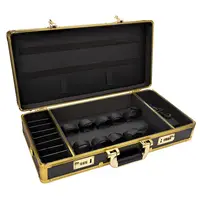 Kit de barbier professionnel, étui avec serrure de sécurité, poignée Portable pour voyage, rangement d'outils de barbier, or 4