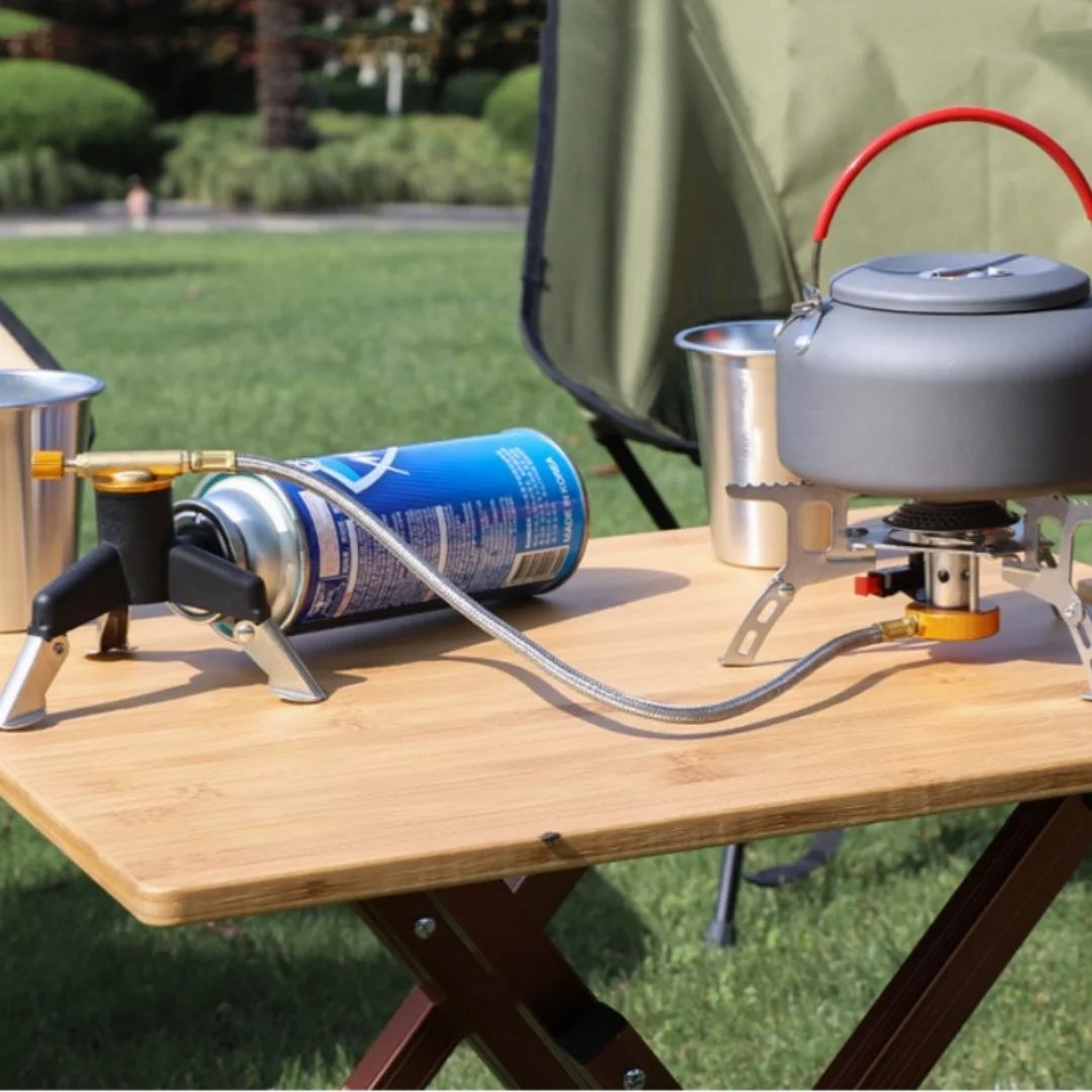 Camping Gas Stove Adapter Connector Portable Folding Tank Tripod Stand Stainless Steel Outdoor Hiking Backpacking Cooking Gear
